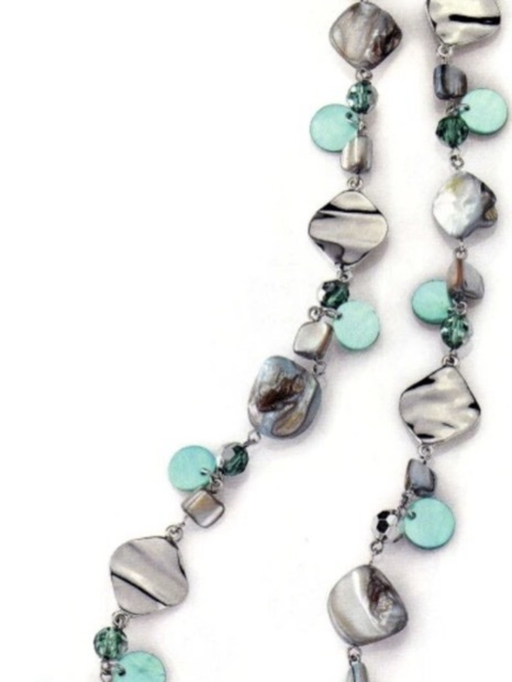Lia Sophia Silver and Aqua Multi-Bead Necklace